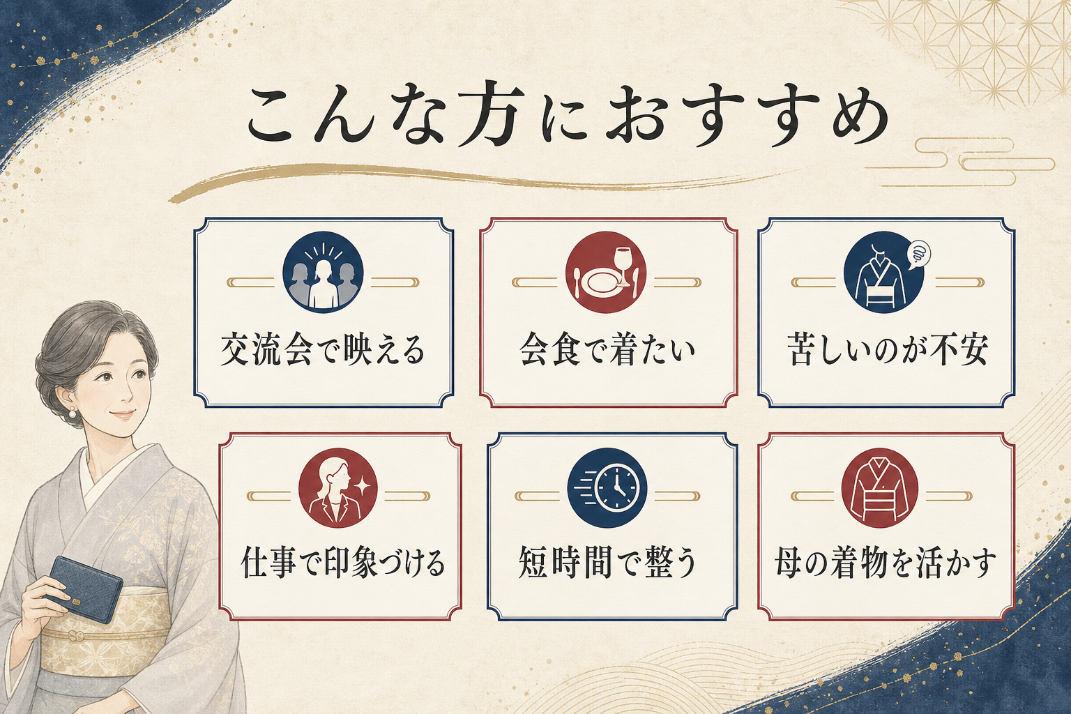 骨格美人着付け体験会が向いている方の図解